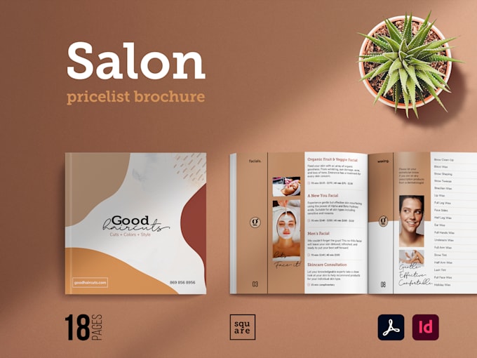 provide editable salon menu template 18 pages
