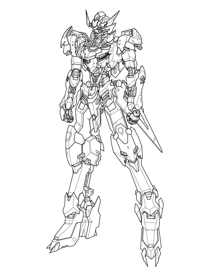 design any type of robot, armor or mecha in line art