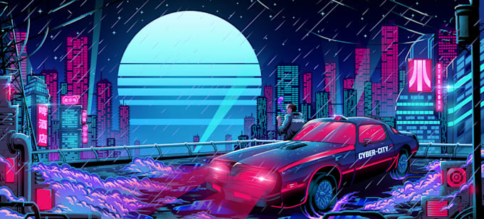illustrated cyberpunk landscape for your need