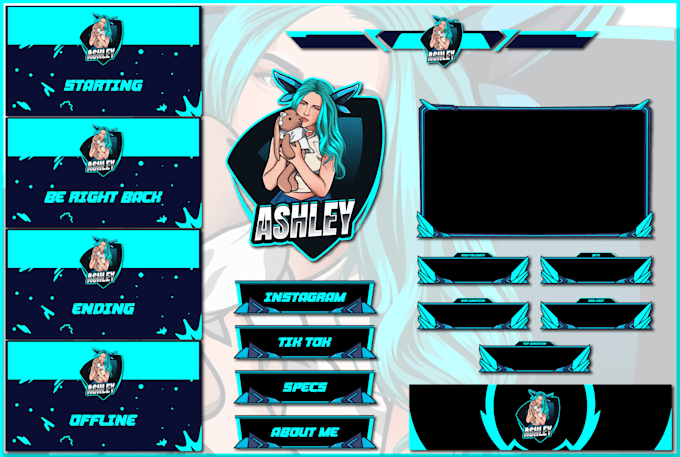 design professional twitch and kick overlay,logo and screens