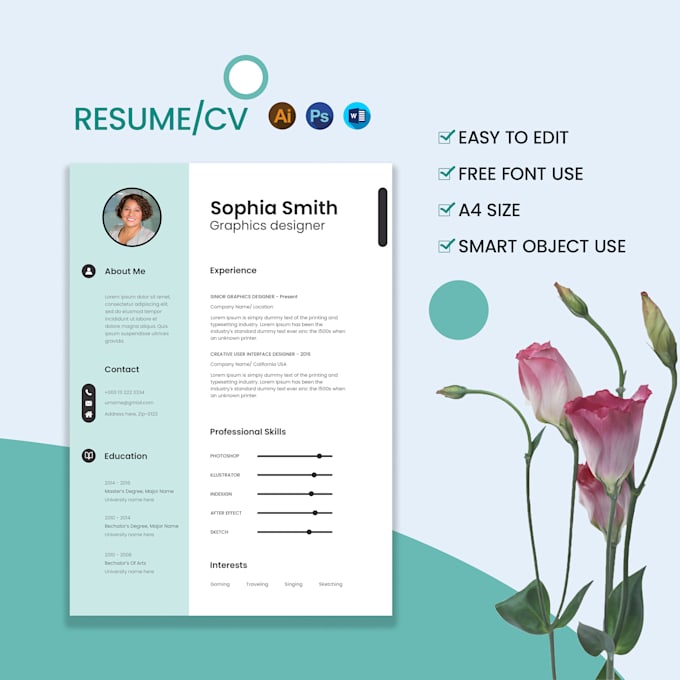 do an amazing minimal creative resume cv