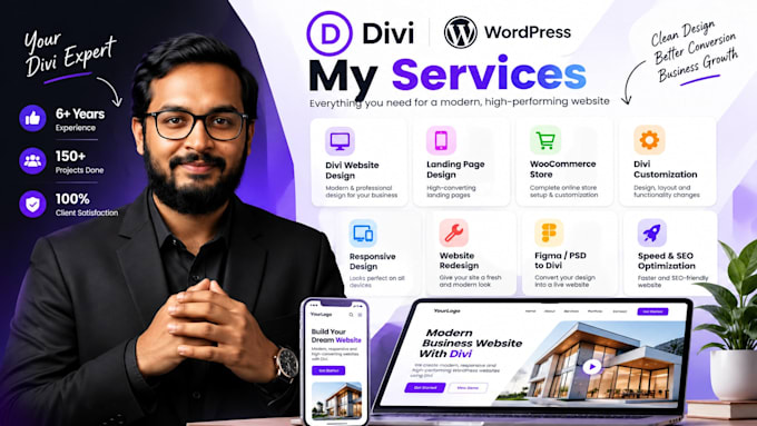 design a divi wordpress website, landing page or redesign your site