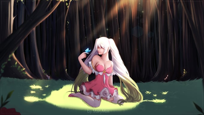 draw illustration on anime or semi realism style