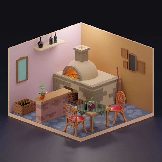 create awesome 3d isometric illustrations for you in blender