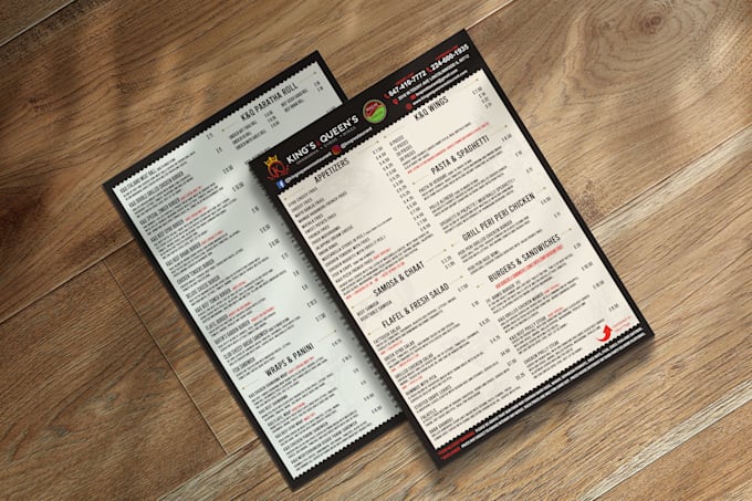 create restaurant menu high quality and fast turnaround