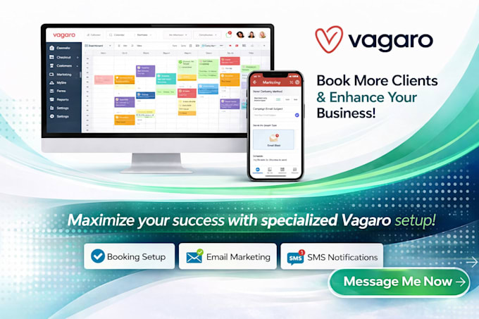 set up vagaro website, vagaro booking and email marketing