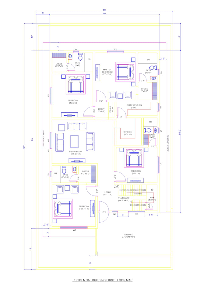 draw architectural drawings in autocad, calculated quantities estimated