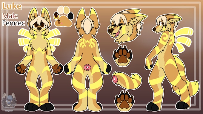 draw a cute reference sheet for your furry oc