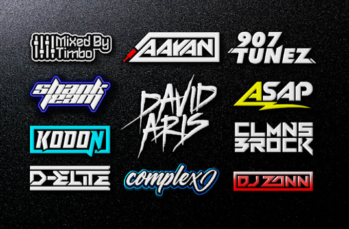 design dj, music, band, and typography logo