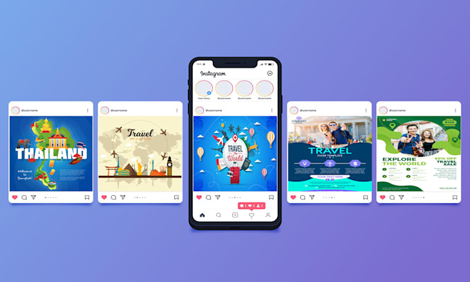 design travel poster , tour flyer and travel social media