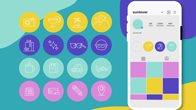 design 6 instagram story highlight cover icons in just 4 hours