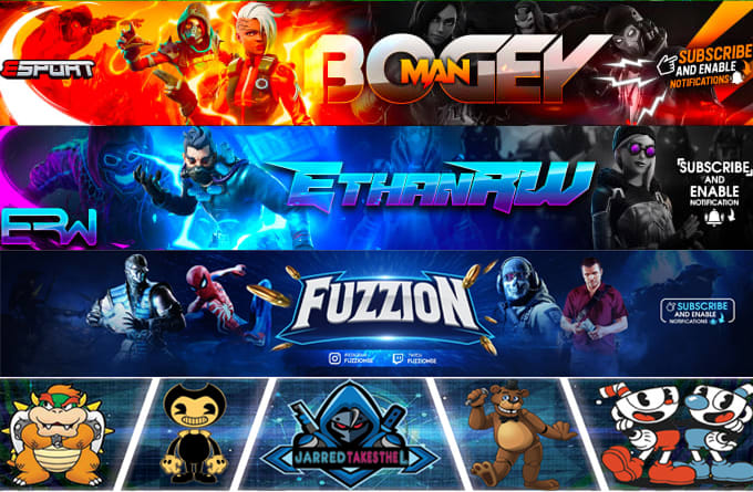design an eyecatching youtube banner and logo