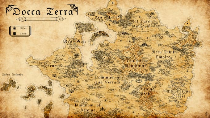 create a custom hand drawn fantasy map