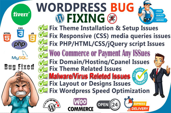 Fix your wordpress and woocommerce website bugs or error within 24 hour ...