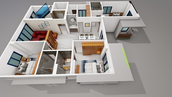 create quality architectural 3d floor plan within 10 hours