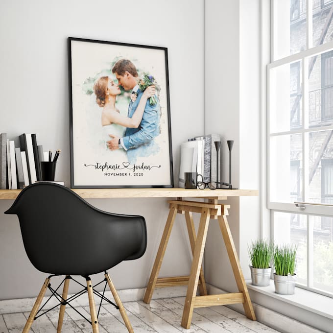 custom your portrait photo into watercolour effect