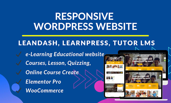 build wordpress lms website or elearning website or online course with learndash