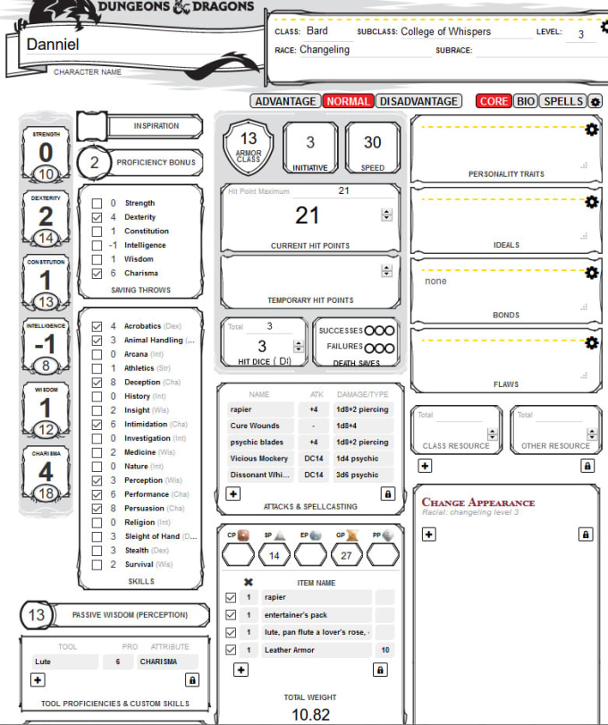 Design your dnd character using the 5e character sheet by Dabilicious ...