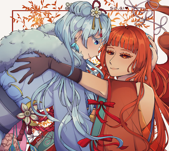 draw cute anime couple art