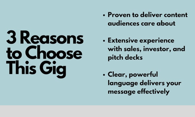 write an effective presentation, pitch deck or sales deck