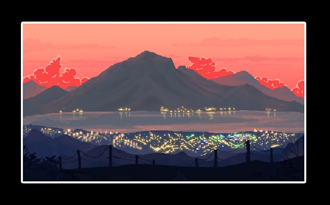 draw pixel art background and landscape