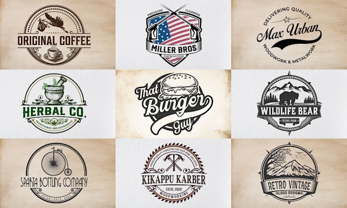 create retro vintage and badge logo design