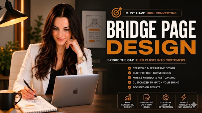 design a stunning high converting affiliate bridge page or landing page design