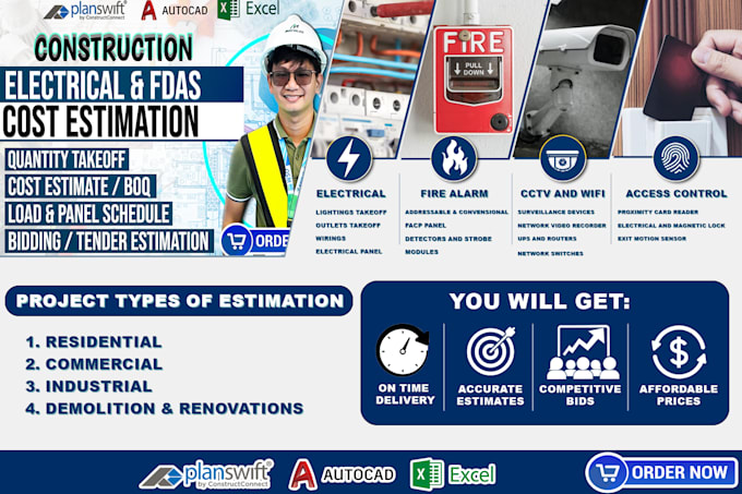 do electrical, fdas and any low voltage cost estimation and quantity takeoff