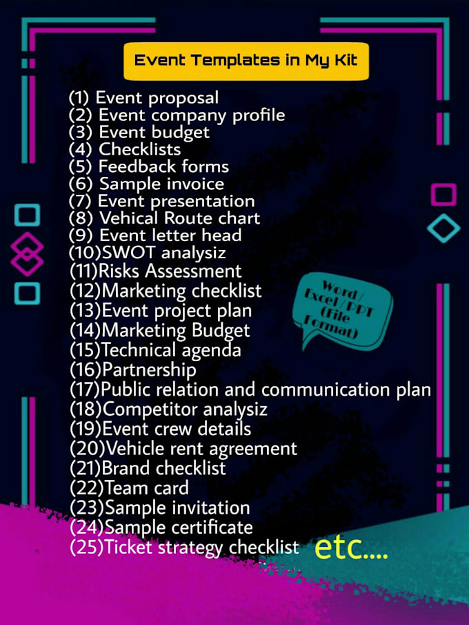 provide total event planning template kit