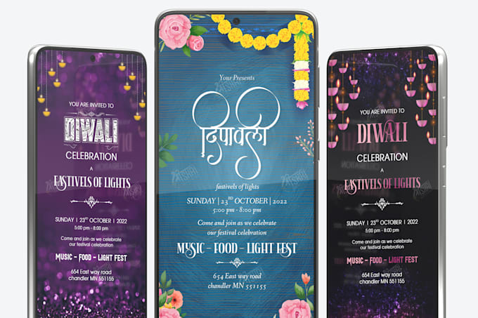 design diwali party card, wedding card or invite for any indian event