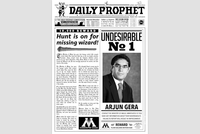 personalize a printable harry potter themed poster