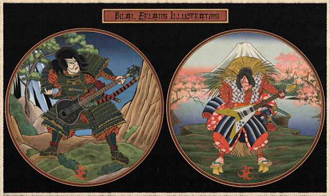draw authentic japanese ukiyo e style illustration