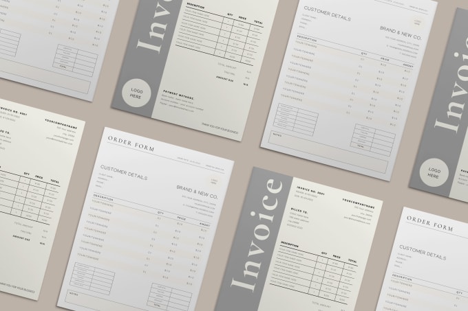 design a business invoice and order form canva template