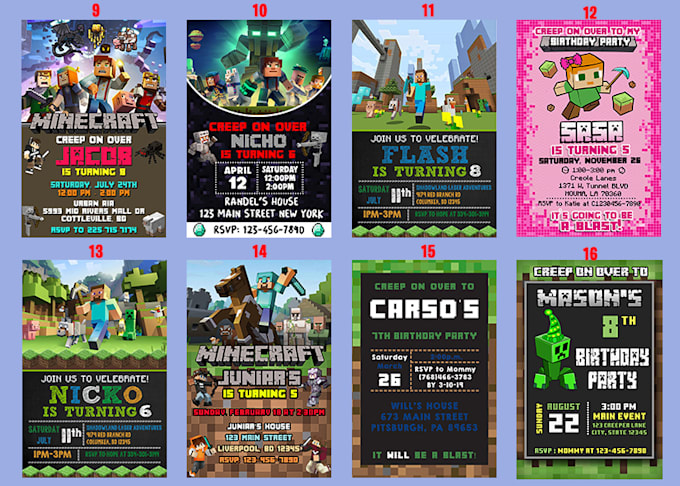 minecraft birthday invitation party