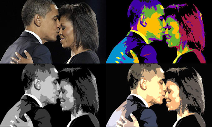 create 3 portraits in Warhol style
