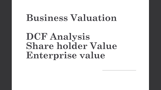 do business valuation, financial and investment analysis