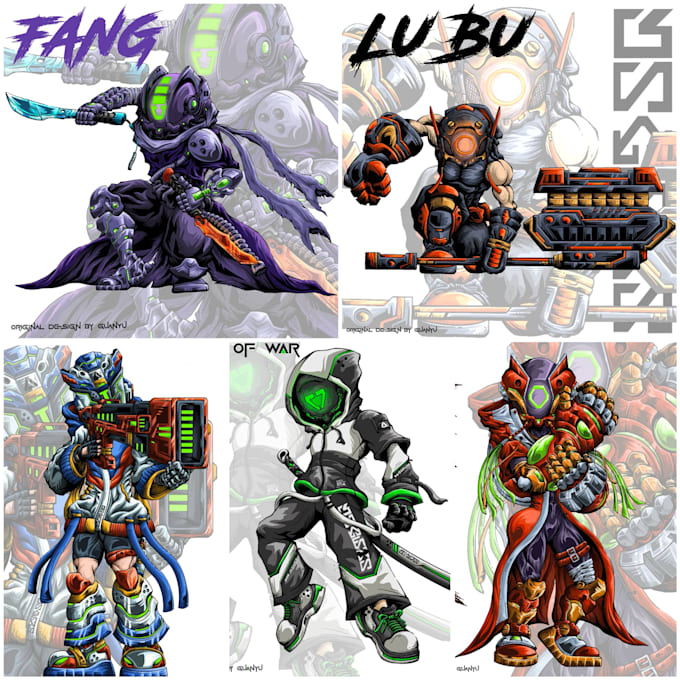 draw character concept art and character design with unique