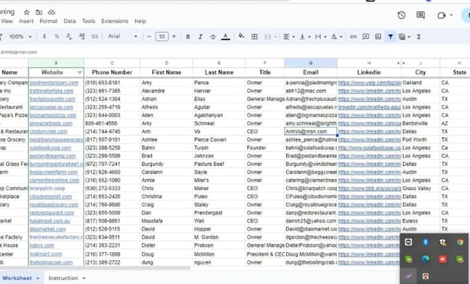 find valid email addresses and provide linkedin leads