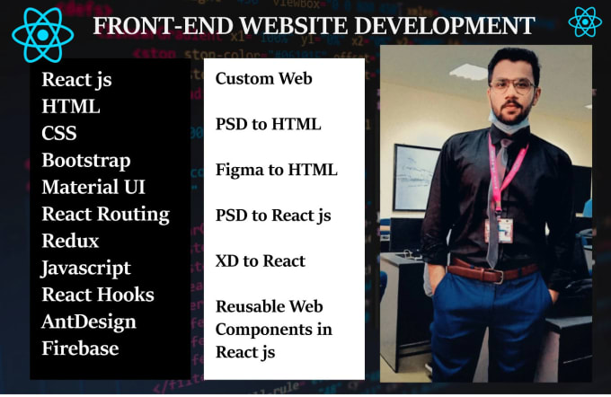 Do front end in react js website development with react js ui and ...