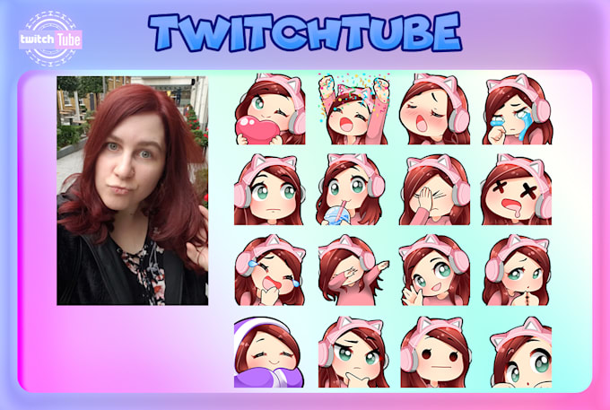 create chibi emotes or sub badges for twitch discord kick in bulk for you