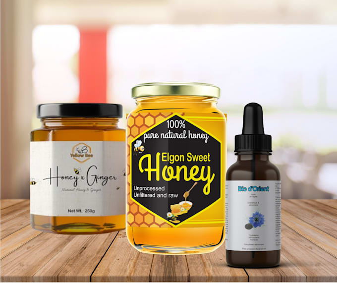 design honey label, bottle label and product design