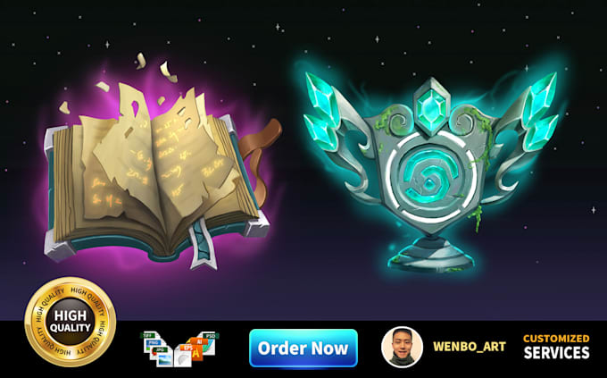 create high quality game assets, objects, icons, props