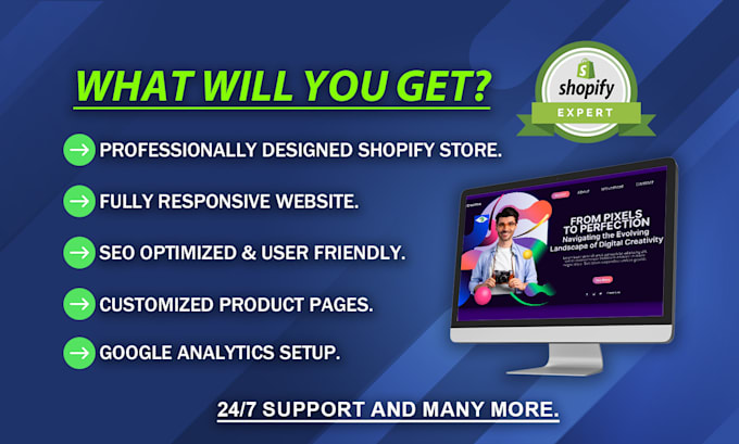 create, customize and build your shopify store or shopify website