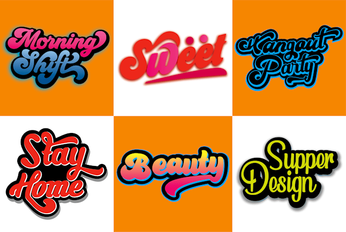 do professional typography, text logo, and hand drawn design