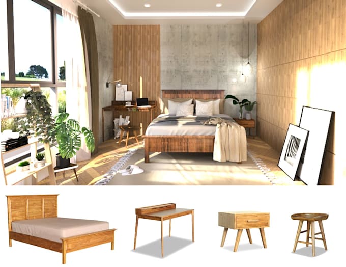 do interior design 3d and render