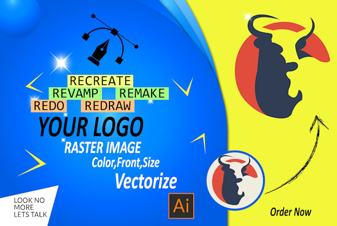 redesign, recreate, remake, revamp, redo, redraw, your logo