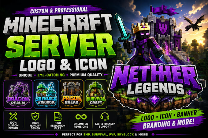 design a custom minecraft server logo and icon