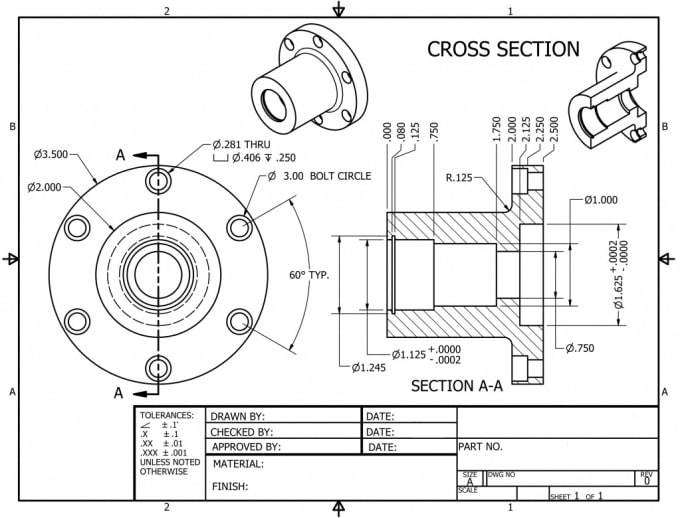 Do 2d technical parts drawing and assembling in autocad by Dmsl_art ...