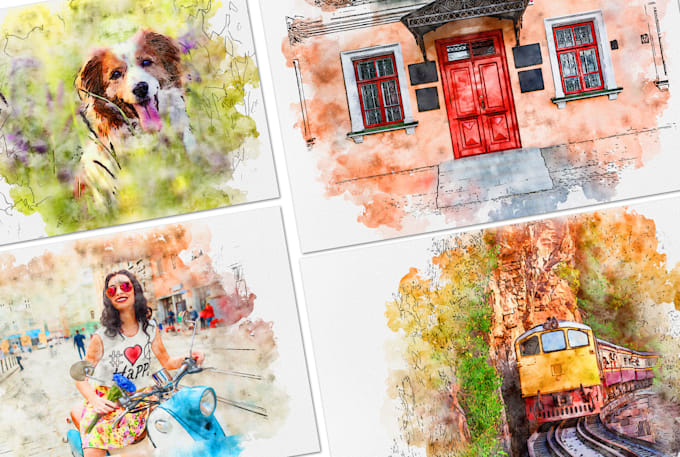 draw custom sketch with watercolor renderings