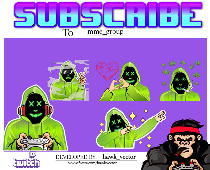 create chibi twitch emotes, badges, sub badges design